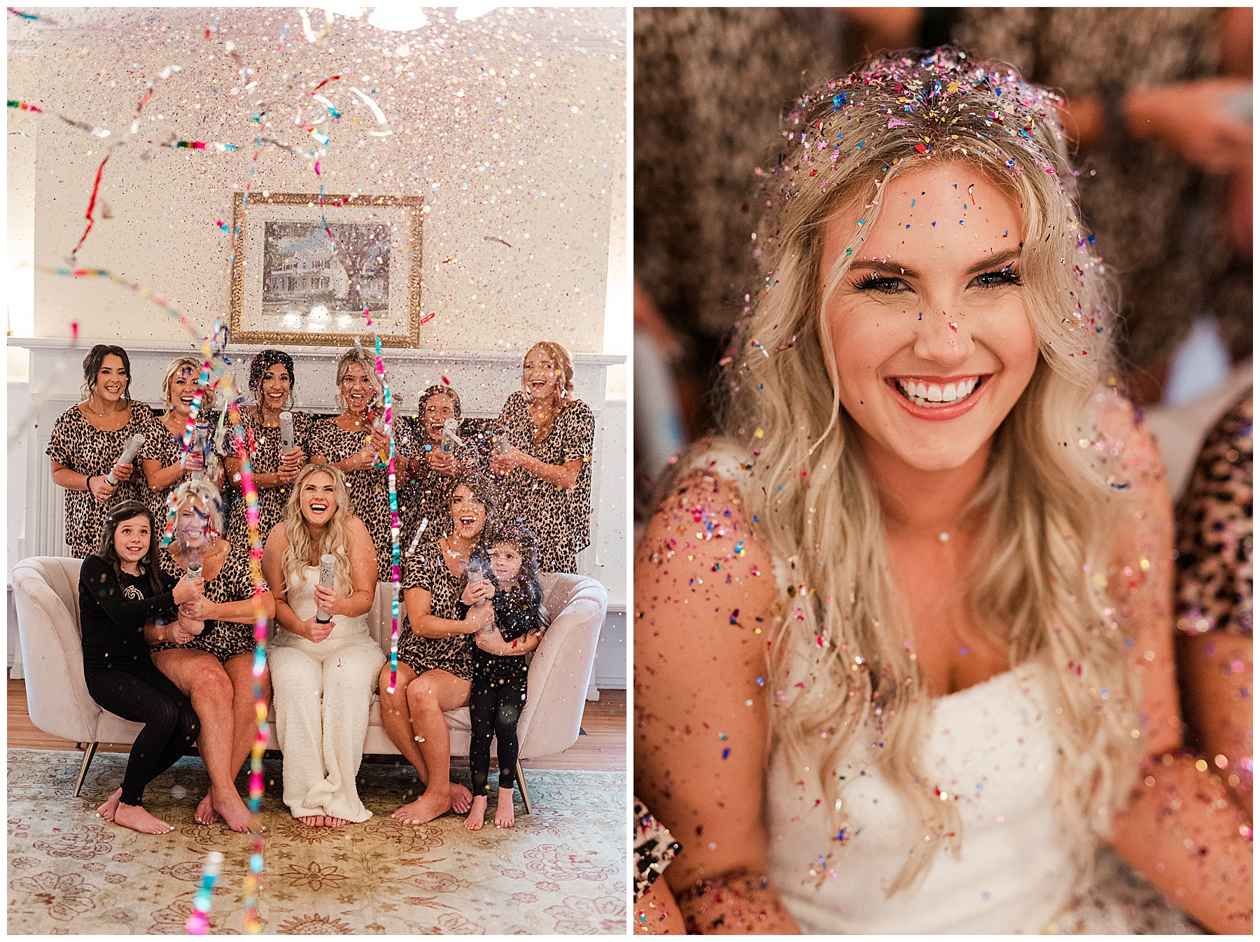 bride and bridesmaids confetti poppers
