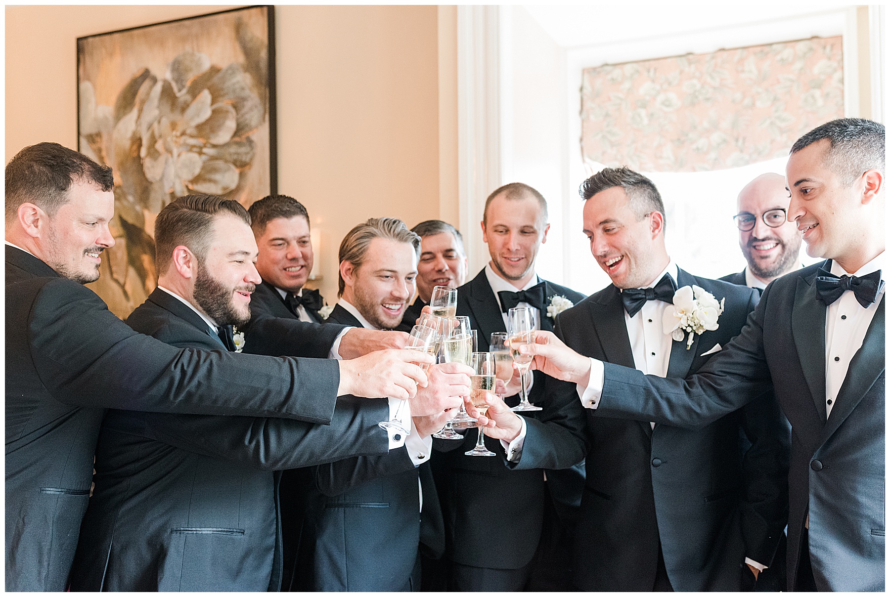 Groom and groomsmen toasting 