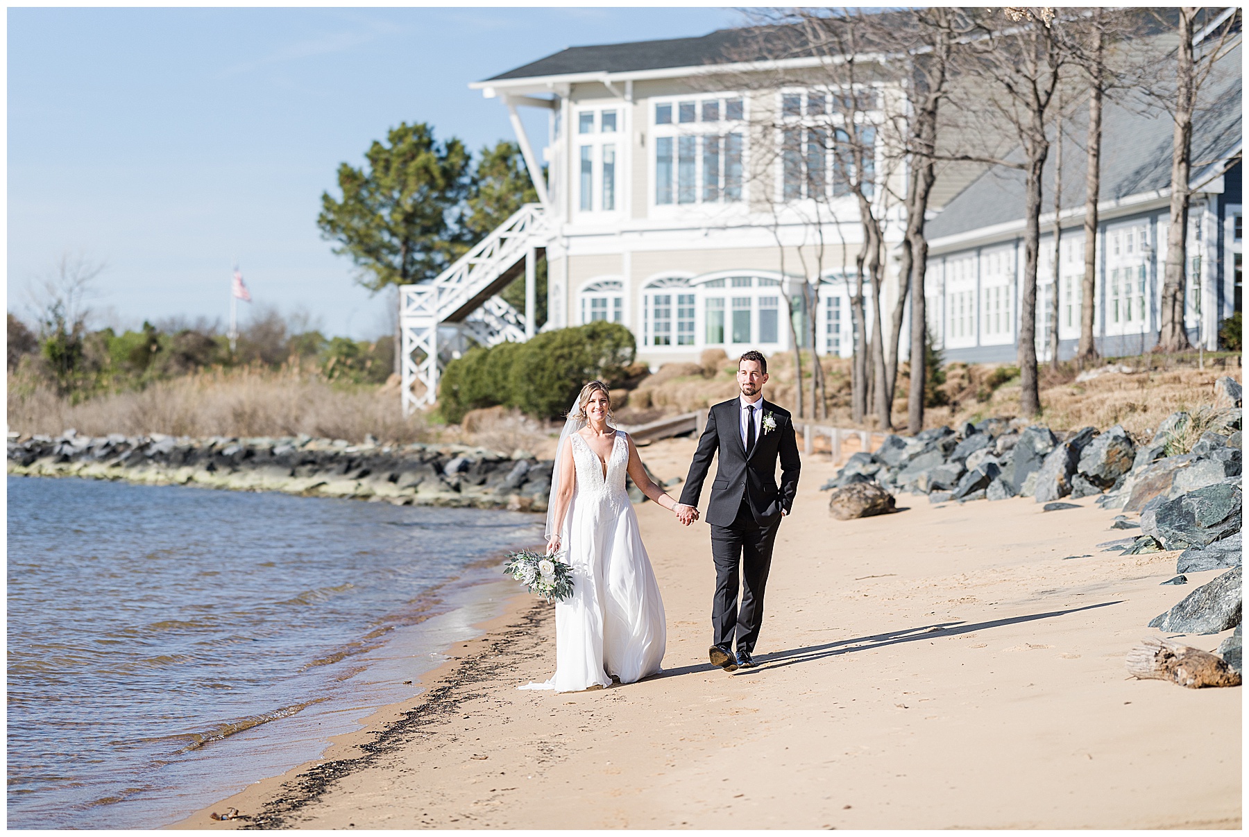 Bride and groom at Chesapeake Bay Beach Club 