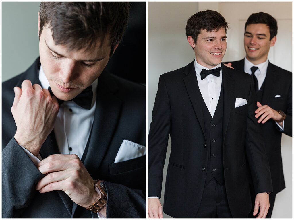 groom getting ready at Chesapeake Bay Beach Club