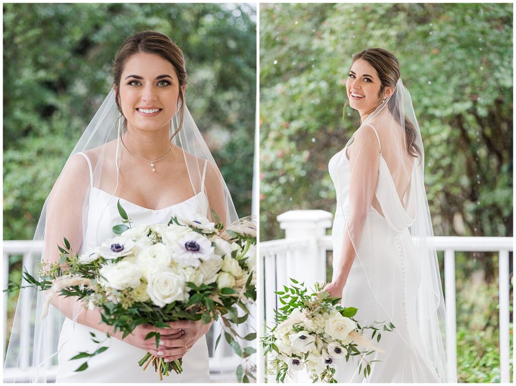 Intimate close-up of bride and groom embracing with soft natural light at their Shiloh Farm wedding in Tallahassee