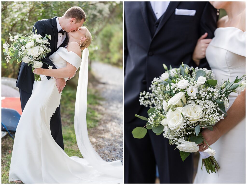 Couple sharing a quiet moment at their intimate backyard wedding in North Florida.
