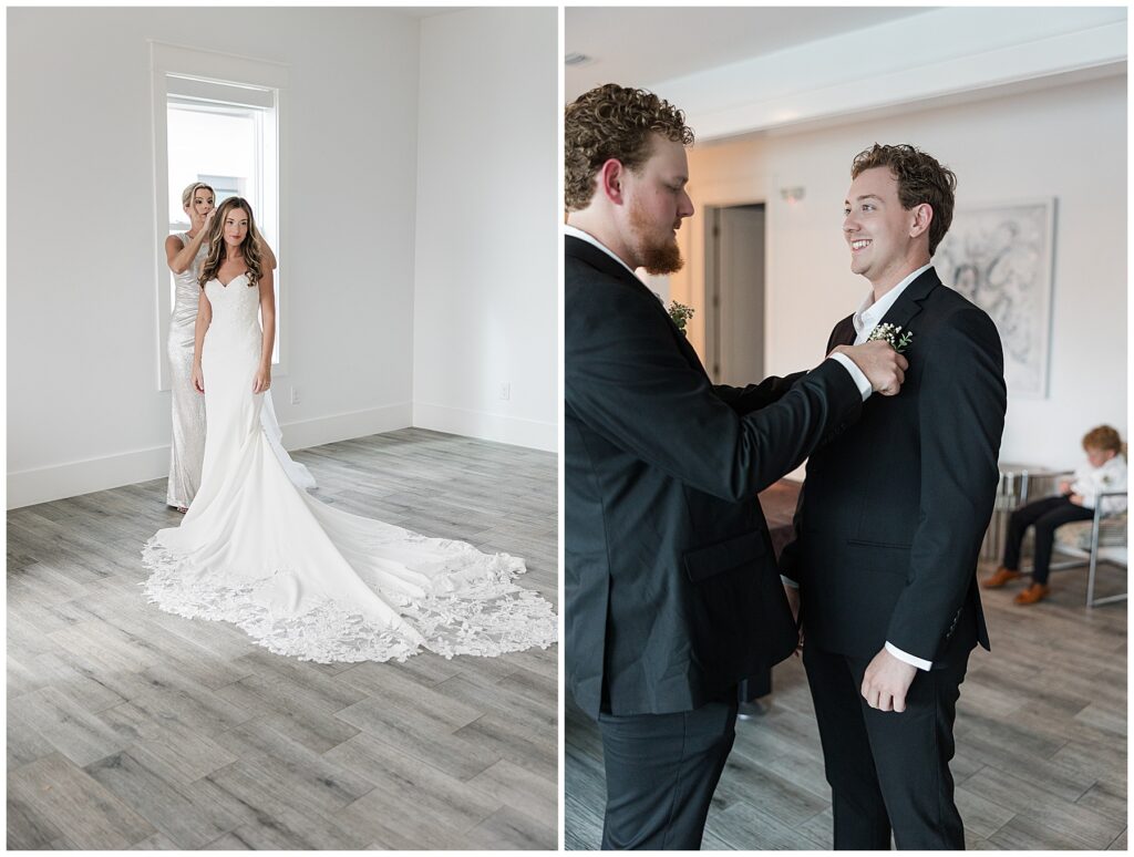Bride Audrey getting ready inside her Santa Rosa Beach beach house before her 30A wedding.