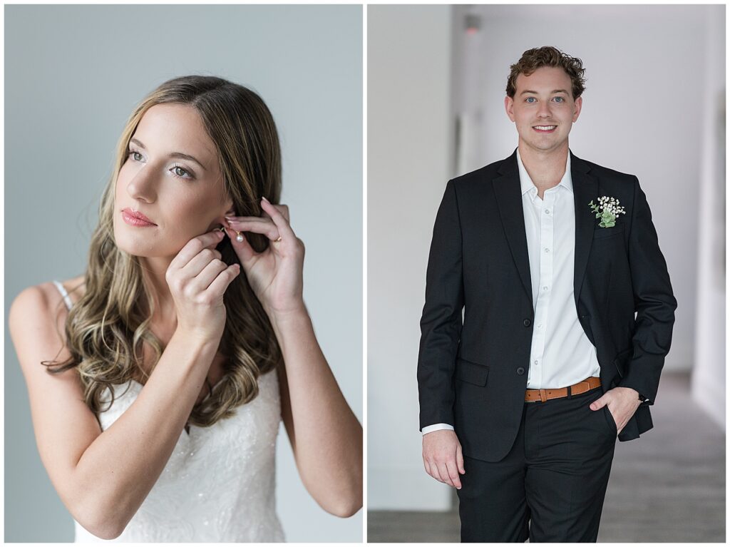 Audrey putting on her earrings before her rooftop ceremony in Santa Rosa Beach.