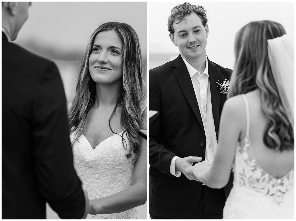 Emotional moment between bride and groom during their intimate Santa Rosa Beach ceremony.