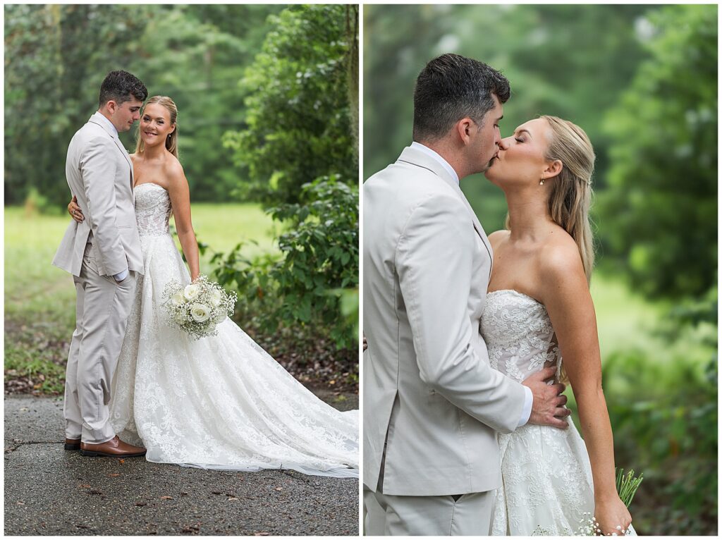 bride and groom kissing 