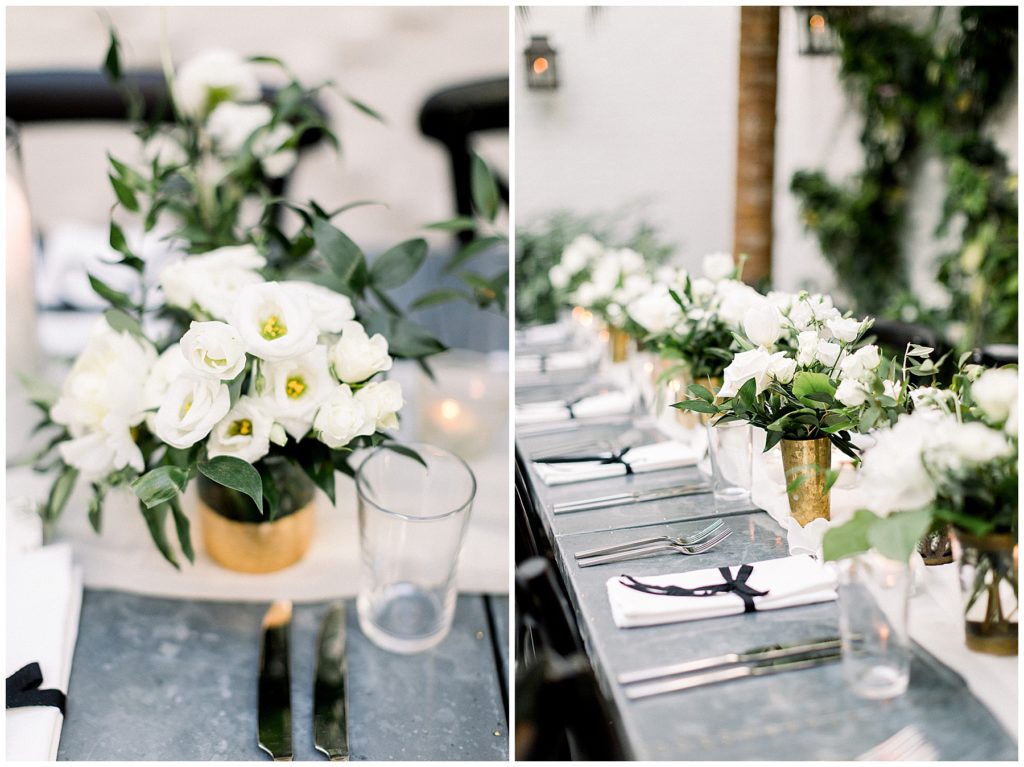 wedding flowers on reception table