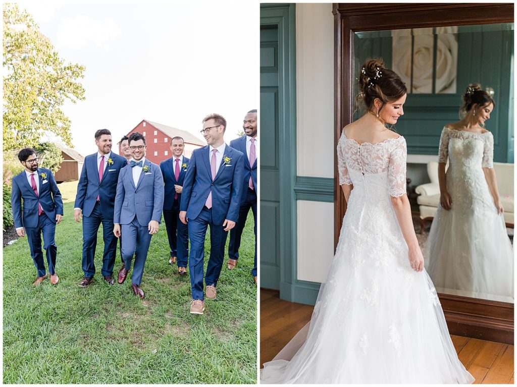 The groom with his groomsmen in blue suits | Taylor'd Southern Events | Maryland Wedding Photographer