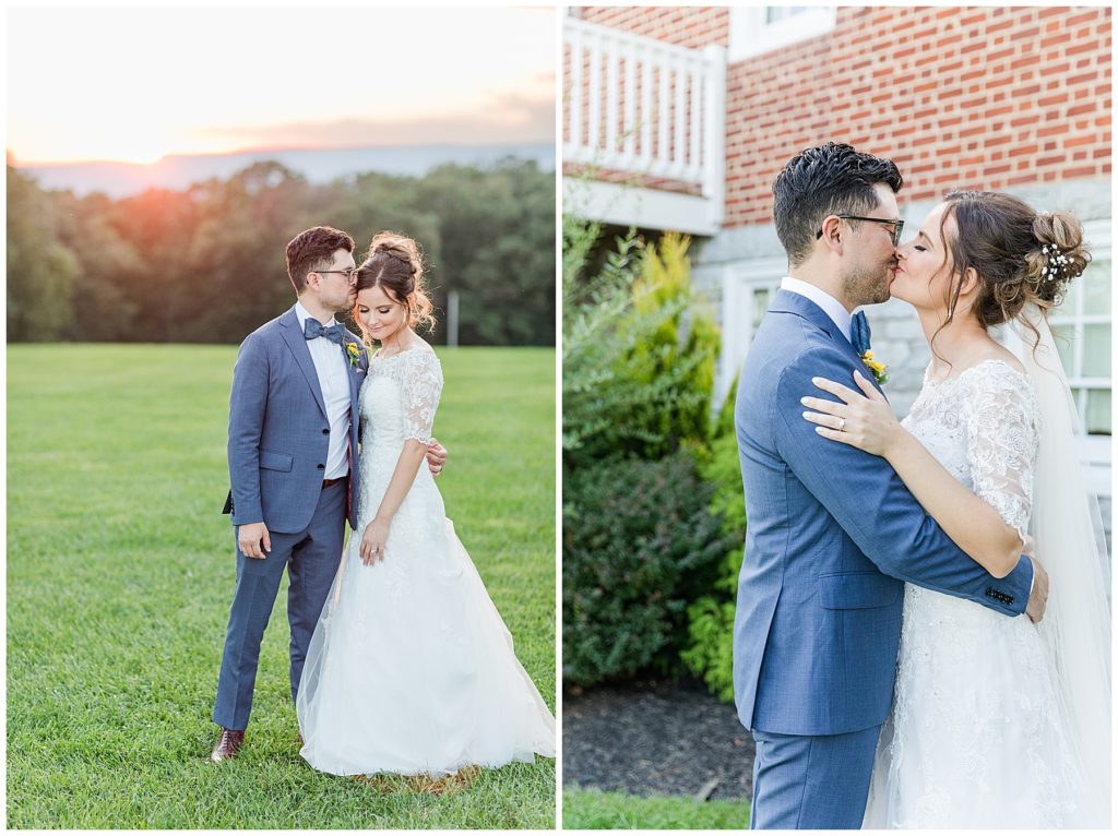Romantic bride and groom portraits at Dulany's Overlook at sunset | Taylor'd Southern Events | Maryland Wedding Photographer