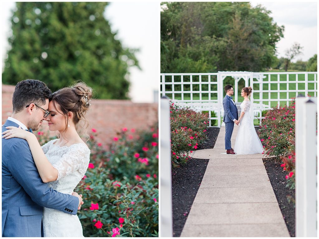 Romantic bride and groom portraits in a rose garden | Taylor'd Southern Events | Maryland Wedding Photographer