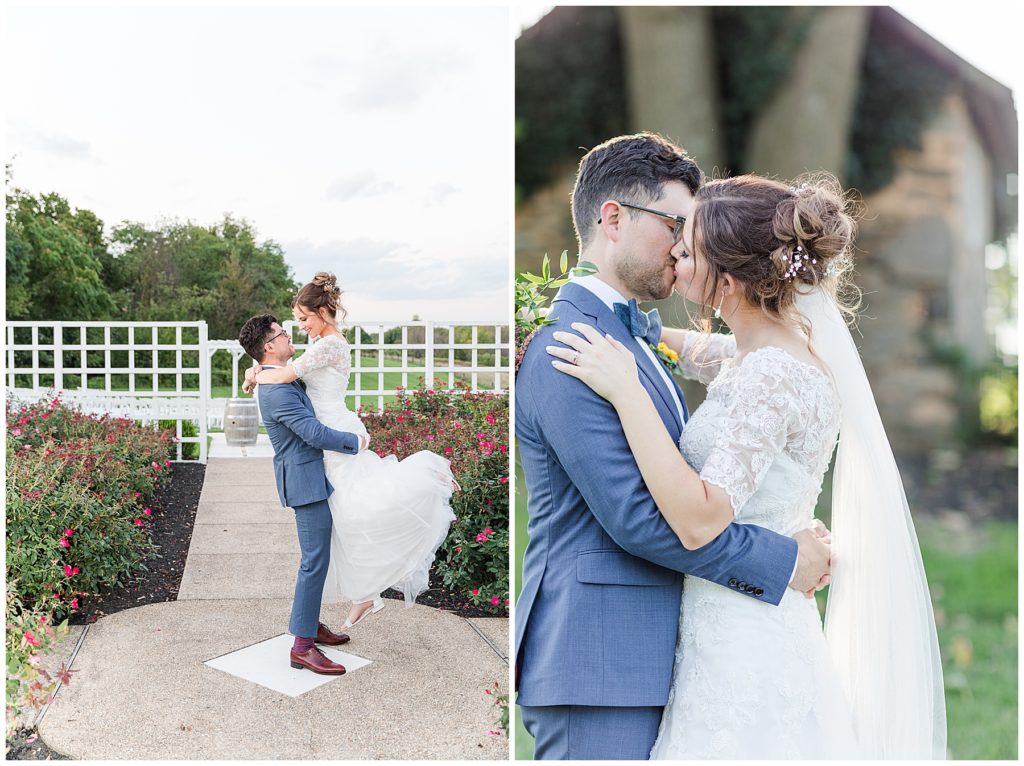 Romantic bride and groom portraits at Dulany's Overlook at sunset | Taylor'd Southern Events | Maryland Wedding Photographer