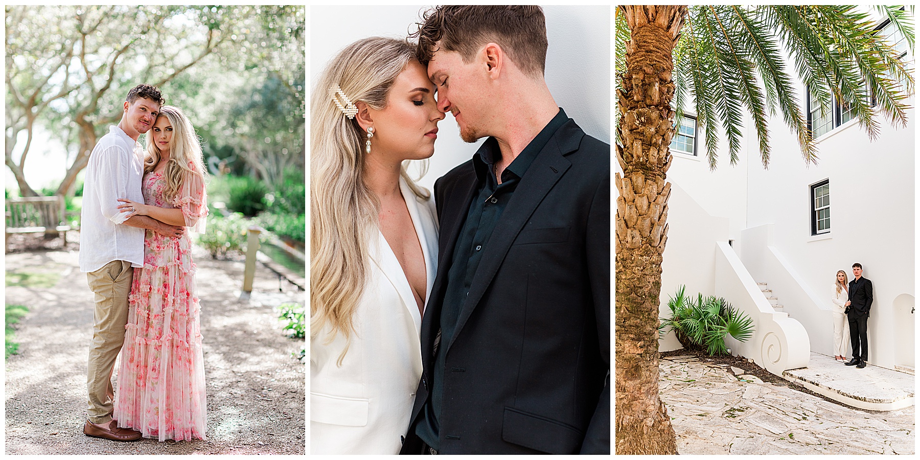 a couple having engagement photos done in Rosemary Beach, FL